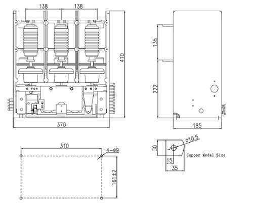 Vacuum Contactor Supplier_JCZ5-7.2KV Vacuum Contactor drawing